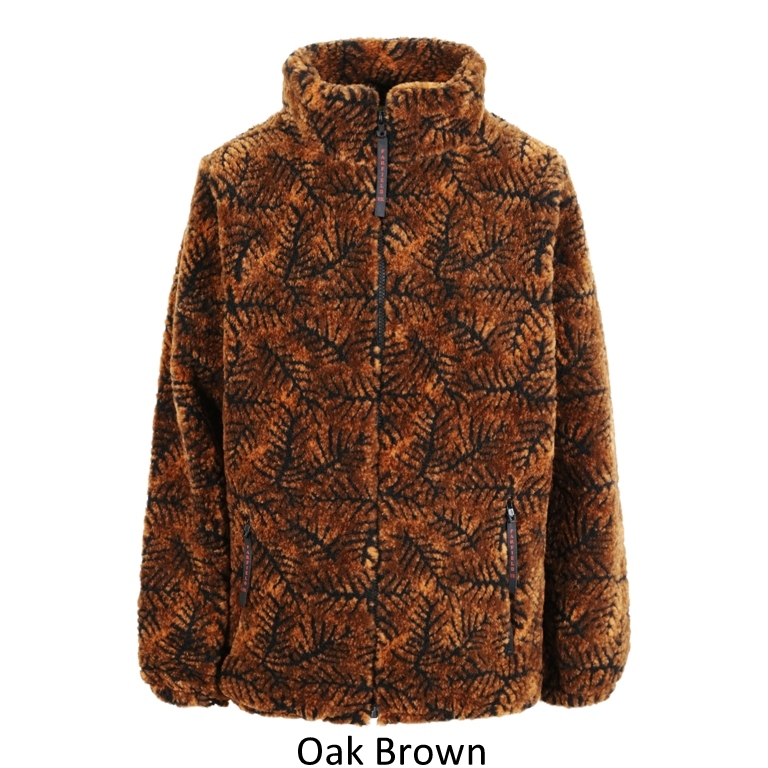 Ladies Micro Velour Fleece Jacket in Brown Oak