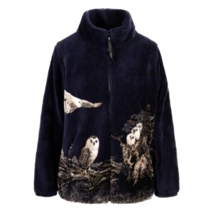 Micro Velour Fleece Jacket in Navy Owl