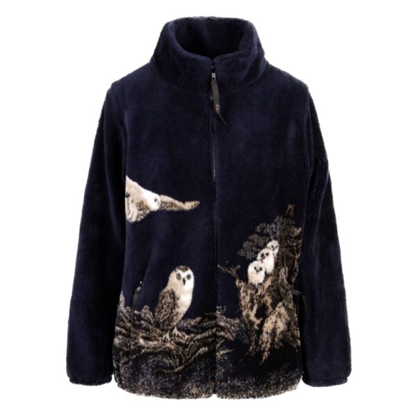 Micro Velour Fleece Jacket in Navy Owl