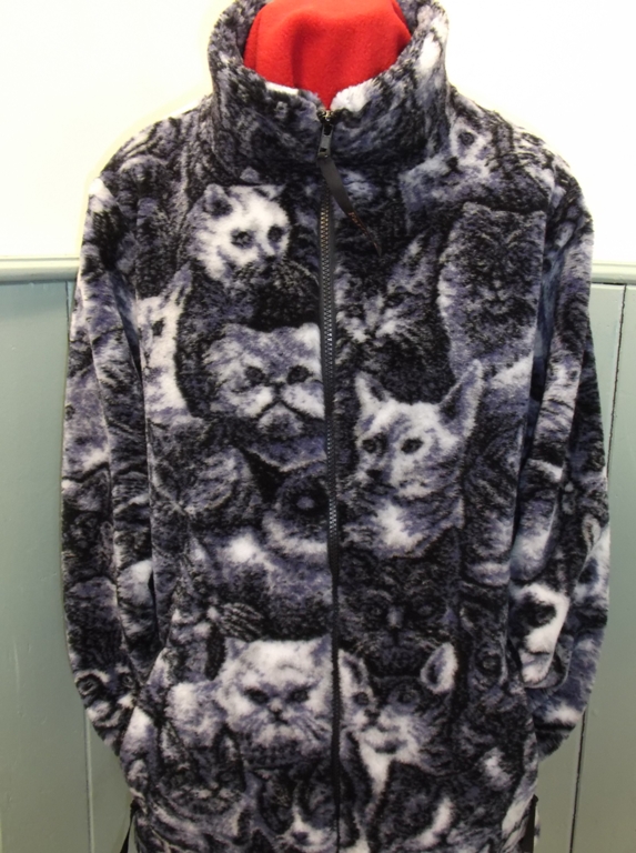 Micro Velour Fleece Jacket in Lavender Cats