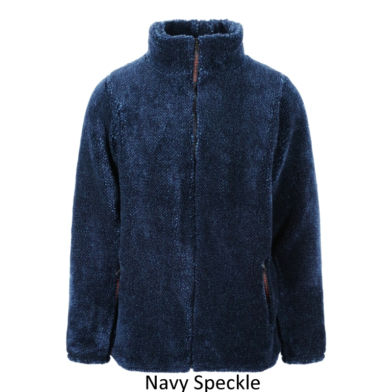 Mens Micro Velour Fleece Jacket in Navy Speckle