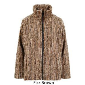 Ladies Semi Fitted Textured Fleece Jacket in Brown Fizz