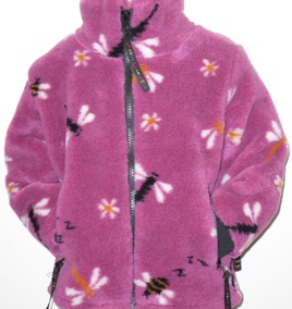 Childs Micro Velour Fleece Jacket in Raspberry Dragonfly