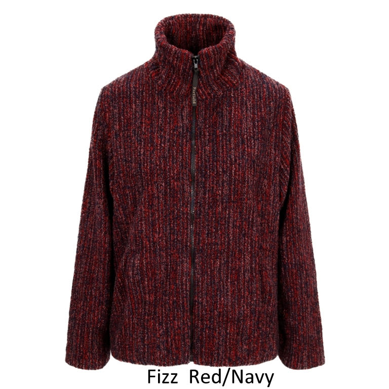 Ladies Semi Fitted Textured Fleece Jacket in Red Fizz