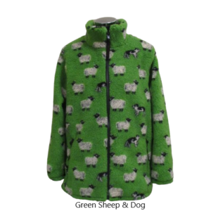 Green Sheep And Dog British Made Sherpa Fleece Jacket background